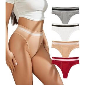 SHARICCA Women Thongs Seamless High Waisted Underwear for Women Stretchy Comfy Thong Underwear Multi Pack