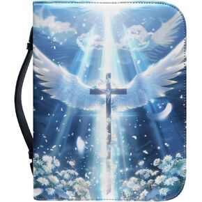 Leather Bible Cover for Men/Large Bible Case/Book Carrying Case with Pen Slot-Church Bag for Lady,Deer and Cross,XL