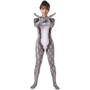 GREUS Halloween Python Cosplay One-piece Tights Snake Print Woman Costume Bodysuits Animal Outfit Snake Dress up Suits in Kuwait
