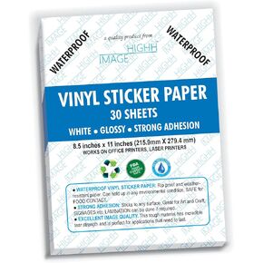 VINYL STICKER PAPER PREMIUM WHITE GLOSSY WATERPROOF VINYL for LASER PRINTERS