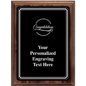 Crown Awards 7"X9" Black Metal Plate Congratulations Plaque, Personalized Congratulations Wood Plaque Award with Your Text Black Plate Prime
