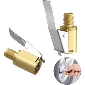 2 Pcs Brass Locking Tire Air Chuck, Tire Inflator Nozzle with Clip,No Leakage Tire Chucks, for Vehicle Inflator Compressor Pump Connect Accessories Tool 8mm in Kuwait
