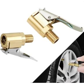 2 Pcs Brass Locking Tire Air Chuck, Tire Inflator Hose Adapter for Twist On Connection Convert to Lock On, No Air Leakage Air Compressor Pump Clip On Tire Chucks, Tire Nozzle with Tire Valve Thread
