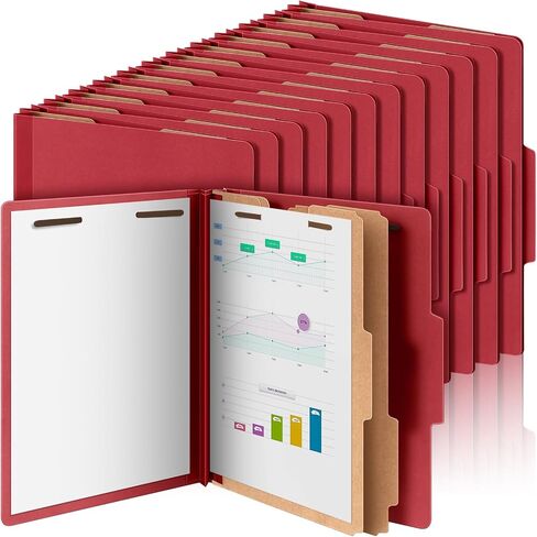 60 Pcs Classification Folders Letter Size, 2 Divider Pressboard File Folders with 3. 5 Inch Expansion, 2 Prongs Fastener, Heavy Duty Office File Organizers for Teachers, Medical (Dark Red) in Saudi Arabia