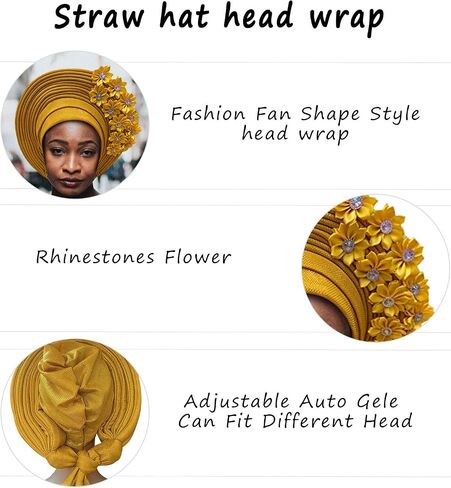 Handmade Nigerian Gele Headties Floral Hats Women Head Wrap Beaded Lace Hand Made African Headtie Hats for Party in Saudi Arabia