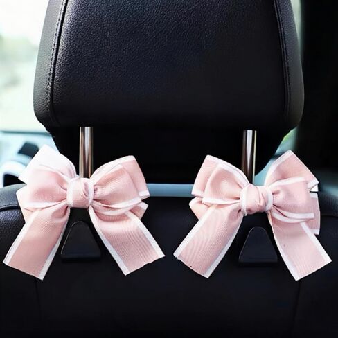 2pcs Car Purse Hook For Car Hooks For Purses And Bags, Cute Bow Car Seat Headrest Hook For Car Purse Hook Hanger. (pink-2pcs) in Saudi Arabia