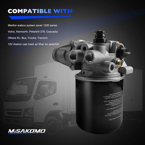 Car Air Clean Dryers R955205, Compatible with Meritor-Wabco System Saver 1200 Wabco SS1200 Volvo Kenworth Peterbilt 379 Cascadia Other RV Bus Trucks, Peterbilt 12V Interior Cab Fresh Air Filter in Saudi Arabia