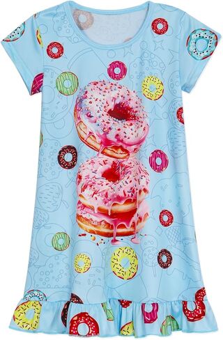 WonderBabe Girls Nightgowns Short Sleeve Nightdress Unicorn Cat Pajamas Toddler Nightgown Sleepwear Night Gowns for Kids in Kuwait