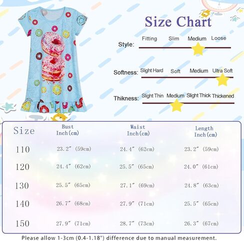 WonderBabe Girls Nightgowns Short Sleeve Nightdress Unicorn Cat Pajamas Toddler Nightgown Sleepwear Night Gowns for Kids in Kuwait