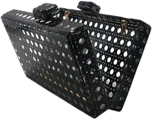 Women Acrylic Handbag Rattan Woven Pattern Square Box Crossbody Handbag Shoulder Bag Chain Purse in Saudi Arabia