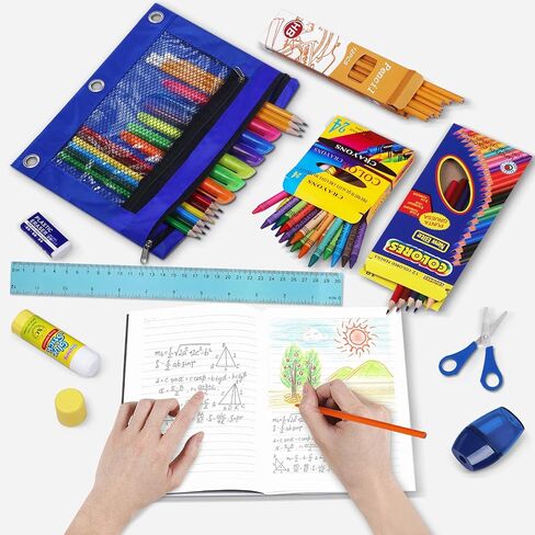 65 Pieces Back to School Supplies with15 inch Clear Backpack for Kid, Elementary School Supply Kit Essential Bundle Bulk School Stationery Set for School Classroom Students Girl Boy in Saudi Arabia
