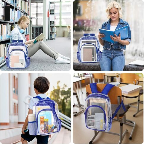 65 Pieces Back to School Supplies with15 inch Clear Backpack for Kid, Elementary School Supply Kit Essential Bundle Bulk School Stationery Set for School Classroom Students Girl Boy in Saudi Arabia