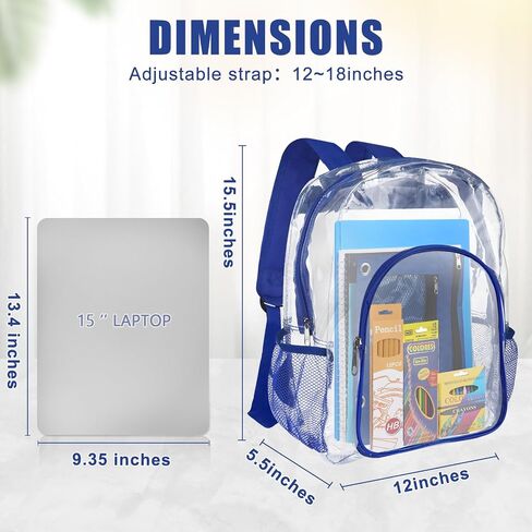 65 Pieces Back to School Supplies with15 inch Clear Backpack for Kid, Elementary School Supply Kit Essential Bundle Bulk School Stationery Set for School Classroom Students Girl Boy in Saudi Arabia