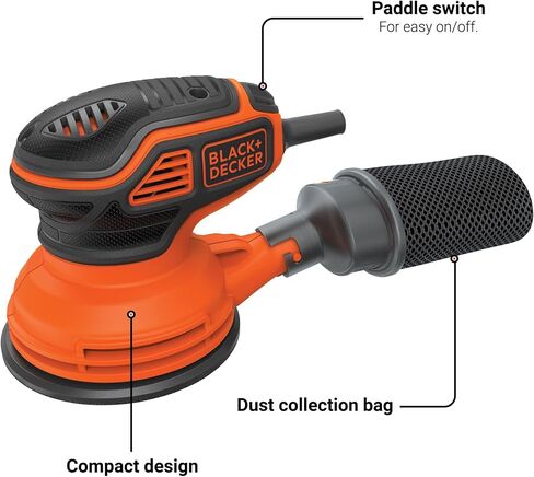 BLACK+DECKER Orbital Sander, 5-inch Disc Sander, Corded (BDERO600) in Saudi Arabia