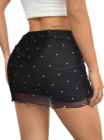 Avanova Women Mesh Bodycon Mini Skirt High Waist Ruched Summer Short Skirt in Saudi Arabia