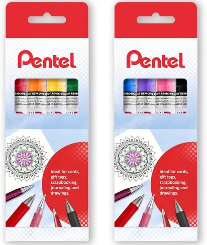 أقلام تحديد طلاء الحبر الصباغ الدائم من Pentel - MMP10 - موجودة في محفظة من الورق المقوى (محافظ قوس قزح مكونة من 8) in Saudi Arabia