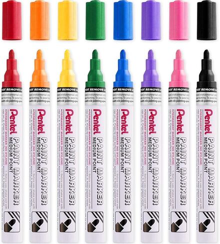 أقلام تحديد طلاء الحبر الصباغ الدائم من Pentel - MMP10 - موجودة في محفظة من الورق المقوى (محافظ قوس قزح مكونة من 8) in Saudi Arabia