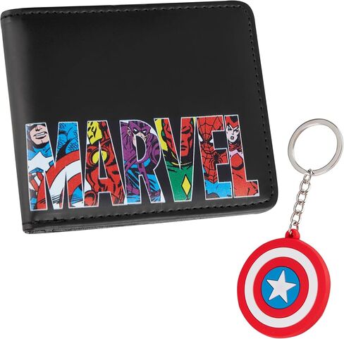 مجموعة محفظة بطاقات Marvel وحلقة مفاتيح للرجال والمراهقين - فتحات للبطاقات وجيب لبطاقة الهوية ومحفظة رجالي Groot - هدايا للرجال (Groot متعدد الألوان) in Saudi Arabia
