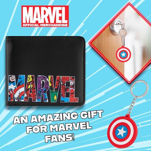 مجموعة محفظة بطاقات Marvel وحلقة مفاتيح للرجال والمراهقين - فتحات للبطاقات وجيب لبطاقة الهوية ومحفظة رجالي Groot - هدايا للرجال (Groot متعدد الألوان) in Saudi Arabia