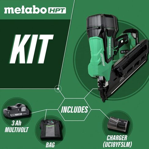 Metabo HPT Cordless 18V MultiVolt™ Framing Nailer Kit | Accepts 2-Inch to 3-1/2-Inch Clipped & Offset Round Paper Nails | 1-18V 4.0Ah Li-Ion Battery w/Fuel Gauge | Lifetime Tool Warranty | NR1890DCST in Saudi Arabia