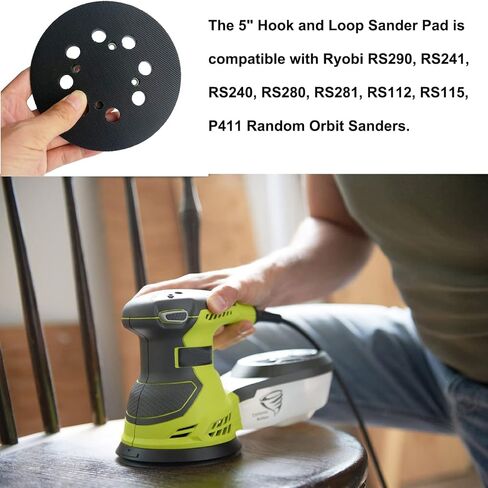 وسادة سنفرة مدارية بخطاف وحلقة عالمية مقاس 5 بوصات لـ Ryobi RS290، RS240، RS280، Milwaukee 6021-21، 6034-21، Craftsman 315112170، 315116940 ROS in Kuwait