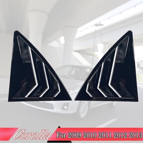 Window Louver, 2Pcs Air Vent Scoop Shades Cover Blinds Trim for Toyota Corolla 2009 2010 2011 2012 2013 - ABS Bright Black Sport decorative Accessories in Saudi Arabia