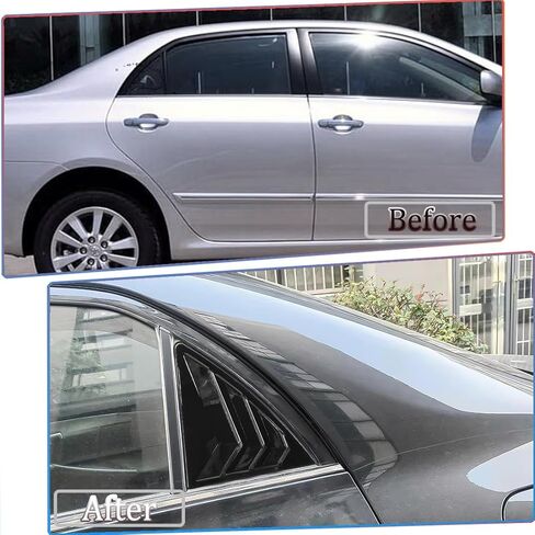 Window Louver, 2Pcs Air Vent Scoop Shades Cover Blinds Trim for Toyota Corolla 2009 2010 2011 2012 2013 - ABS Bright Black Sport decorative Accessories in Saudi Arabia