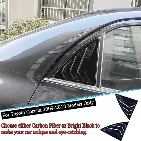 Window Louver, 2Pcs Air Vent Scoop Shades Cover Blinds Trim for Toyota Corolla 2009 2010 2011 2012 2013 - ABS Bright Black Sport decorative Accessories in Saudi Arabia