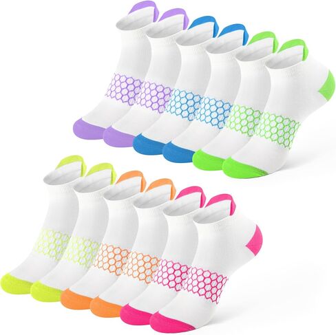 6 Pairs Ankle Socks for Women - Size 4-12 Colorful Womens Socks Breathable Womens Ankle Socks with Arch Compression in Saudi Arabia