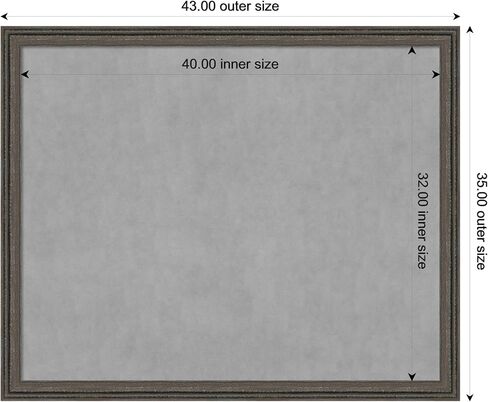 Amanti Art Framed Magnetic Board (43 x 35) Upcycled Brown Grey Magnet Board, X-Large Magnetic Bulletin Board for Office Decor, Mudroom, Kitchen or Organization Drop Zone from WI, USA in Saudi Arabia