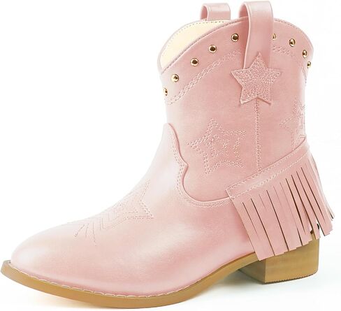 Eithy Cowgirl Cowboy Ankle Embroidered Western Boots Side Zipper Riding Boots with Tassel for Little Kid/Big Kid in Saudi Arabia
