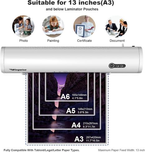 Thermal Laminator Machine 13" Wide, Rapid 1 Min Preheat, Home, Office, School Supplies; for Tabloid (11"x17") & Smaller Pouches, Ivory White in Saudi Arabia