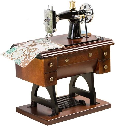 Sewing Machine Music Box Gift, Wooden Mini Musical Box Birthday for Wife Grandma Mom Friend Wind Up Mechanical Melody Fur Elise in Saudi Arabia