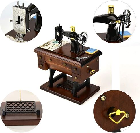 Sewing Machine Music Box Gift, Wooden Mini Musical Box Birthday for Wife Grandma Mom Friend Wind Up Mechanical Melody Fur Elise in Saudi Arabia