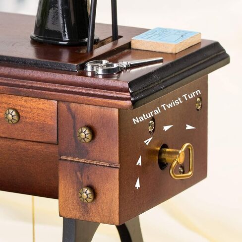 Sewing Machine Music Box Gift, Wooden Mini Musical Box Birthday for Wife Grandma Mom Friend Wind Up Mechanical Melody Fur Elise in Saudi Arabia