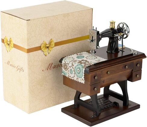 Sewing Machine Music Box Gift, Wooden Mini Musical Box Birthday for Wife Grandma Mom Friend Wind Up Mechanical Melody Fur Elise in Saudi Arabia