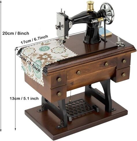 Sewing Machine Music Box Gift, Wooden Mini Musical Box Birthday for Wife Grandma Mom Friend Wind Up Mechanical Melody Fur Elise in Saudi Arabia