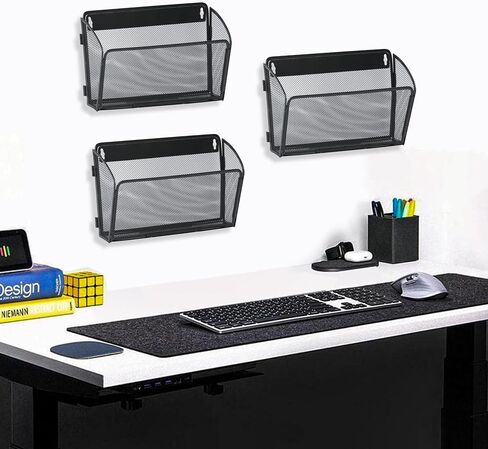 Wall File Holder, 12 Pockets Hanging File Organizer, Wall Mount Document Magazine Rack for Office Home School, Black in Saudi Arabia
