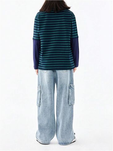 Verdusa Boy's Cargo Jeans Elastic Waist Wide Leg Long Denim Trousers with Pocket in Saudi Arabia