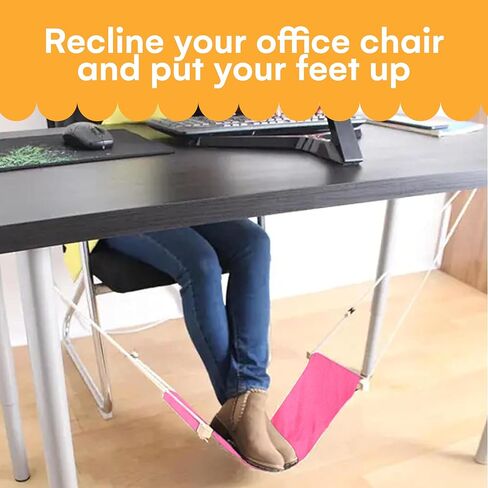 أرجوحة قدم من Noa Store تحت مسند للقدمين - مسند مريح للساقين أثناء السفر - مسند قدم قابل للتعديل للمنزل والمكتب والطائرة - مسند للقدمين أثناء الطيران - محمول وسهل إرفاق أرجوحة القدم - وردي in Kuwait