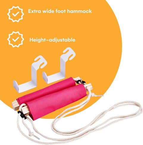 أرجوحة قدم من Noa Store تحت مسند للقدمين - مسند مريح للساقين أثناء السفر - مسند قدم قابل للتعديل للمنزل والمكتب والطائرة - مسند للقدمين أثناء الطيران - محمول وسهل إرفاق أرجوحة القدم - وردي in Kuwait