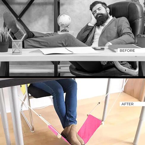 أرجوحة قدم من Noa Store تحت مسند للقدمين - مسند مريح للساقين أثناء السفر - مسند قدم قابل للتعديل للمنزل والمكتب والطائرة - مسند للقدمين أثناء الطيران - محمول وسهل إرفاق أرجوحة القدم - وردي in Kuwait