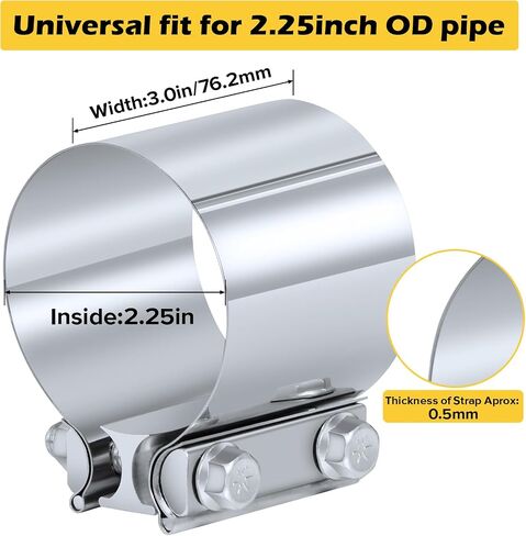 Exhaust Clamp, 2.5 Inch Lap Joint Band Clamp 2.5" Stainless Steel Coupler Exhaust Muffler Band Clamp in Saudi Arabia