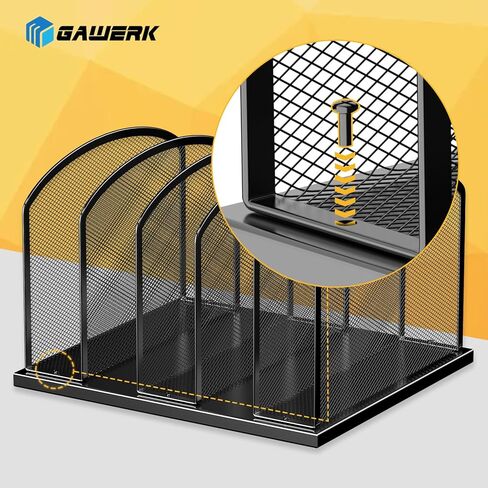 منظم ملفات المكتب، حامل ملفات مكتبي عمودي شبكي معدني، منظم ملفات من 5 أقسام للمكتب والمكتب المنزلي، عبوتين، أسود in Kuwait