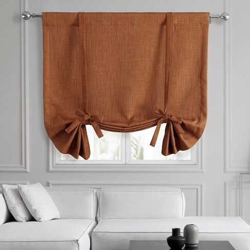 HPD Half Price Drapes Faux Linen Room Darkening Tie Up Curtains for Windows Roll Up Balloon Curtain for Living Room, Kitchen 46 X 63 (1 Panel), BOCH-TU18512-63, Denim in Kuwait