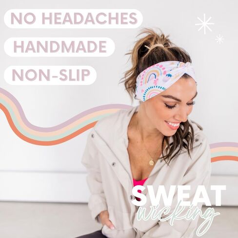 Soft Non-Slip Stretchy Headbands for Women - Buttery & comfortable, Wide Knot, Workout Hairband, Sweat Absorbent Colors, No Headache Fit, Sports Band, Runner, Nurses Headband, Hair styling accessories in Saudi Arabia