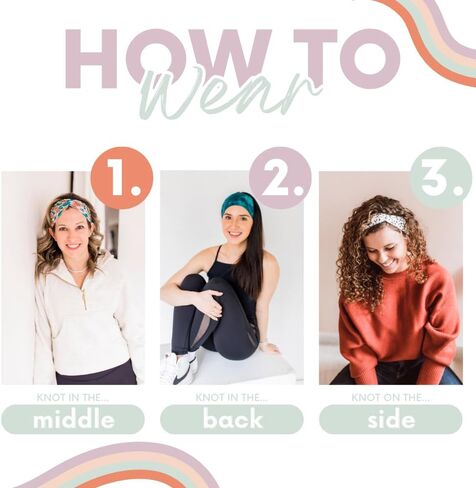 Soft Non-Slip Stretchy Headbands for Women - Buttery & comfortable, Wide Knot, Workout Hairband, Sweat Absorbent Colors, No Headache Fit, Sports Band, Runner, Nurses Headband, Hair styling accessories in Saudi Arabia