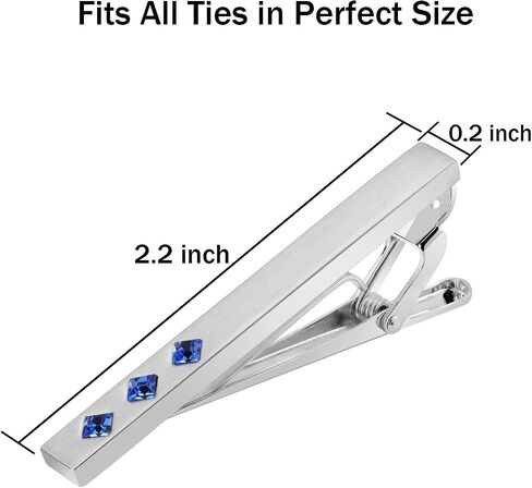 Silver Tie Clip, 2.2 Inch Tie Clips for Men for Regular Ties and Skinny Ties, Unique Mens Tie Bar and Tie Clip Tie Clasp Silver Suitable for Wedding Anniversary Business Professional and Best Gifts in Saudi Arabia