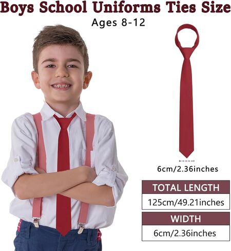 Mantieqingway Ties for Boys, Solid Color Kids Tie Polyester Neckties for School Uniform Graduation Wedding Party (Age 8-12) in Saudi Arabia