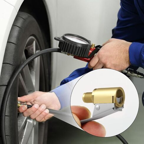 2 Pcs Brass Locking Tire Air Chuck, Tire Inflator Nozzle with Clip,No Leakage Tire Chucks, for Vehicle Inflator Compressor Pump Connect Accessories Tool 8mm in Kuwait